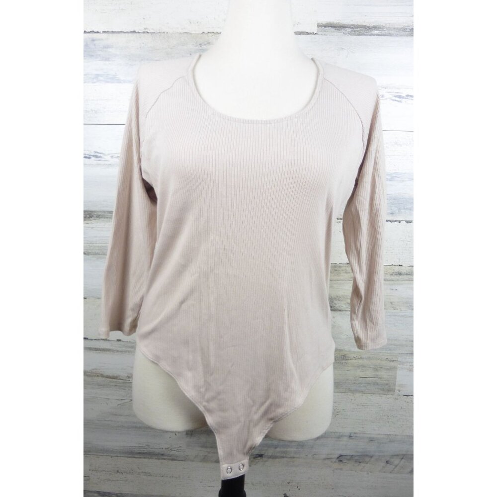 Banana Republic Womens XL Beige Ribbed Bodysuit